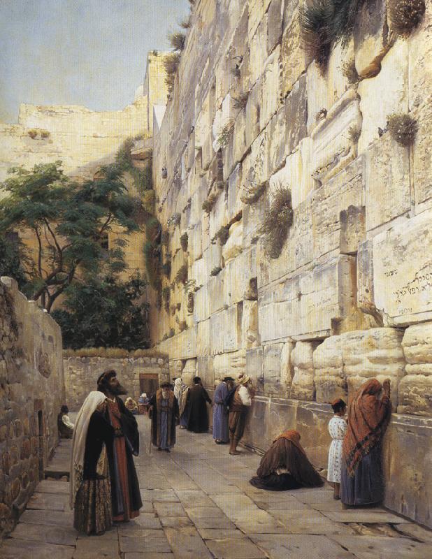Gustav Bauernfeind Praying at the Western Wall, Jerusalem. China oil painting art